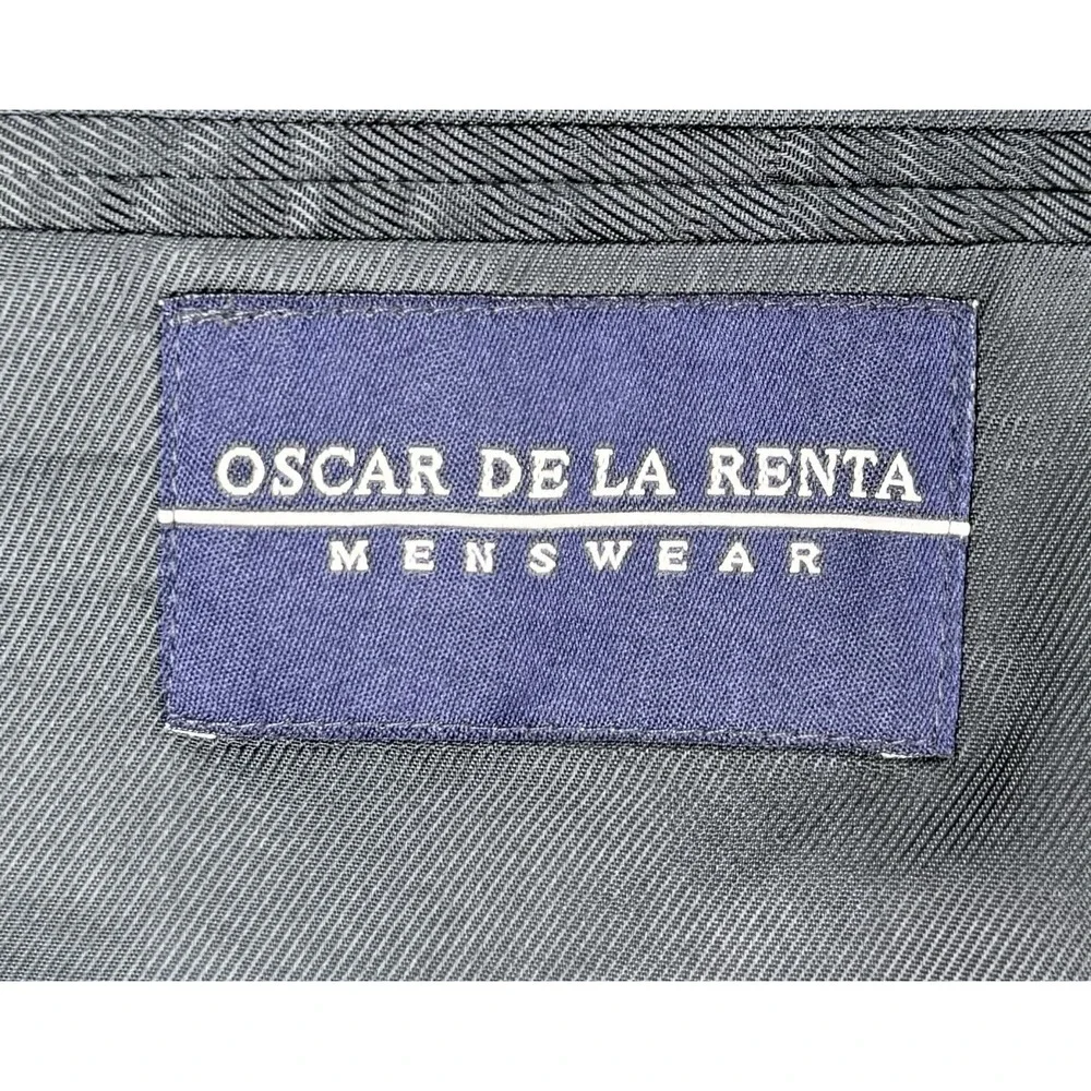 Oscar de la Renta Mens 44R 100% Wool Glen Plaid Sport Coat Blazer Gray Brown